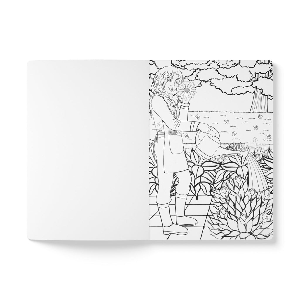 Colorable Softcover Anime inspired Journal (With Colorable Prints included) | Manga Art | Anime | Cute | Coloring Book Pages | Notebook