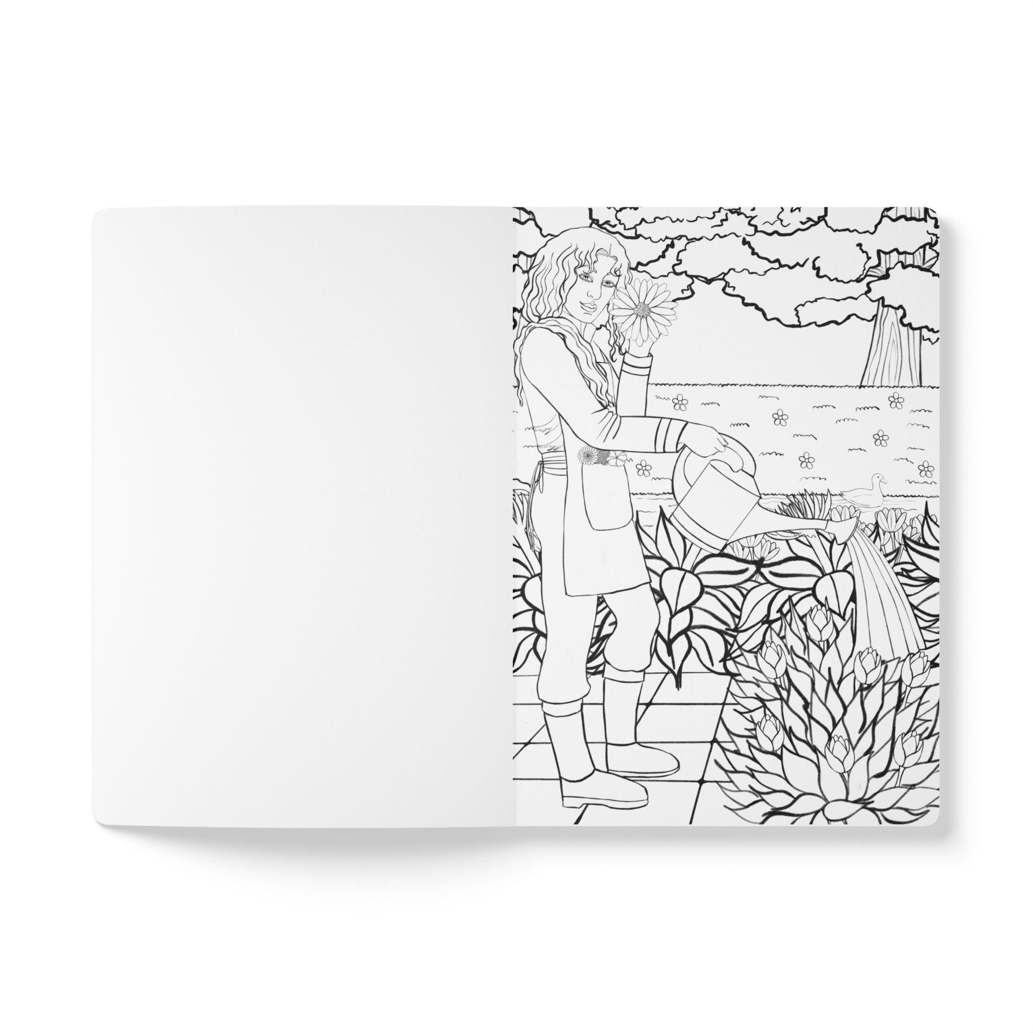 Colorable Softcover Anime inspired Journal (With Colorable Prints included) | Manga Art | Anime | Cute | Coloring Book Pages | Notebook