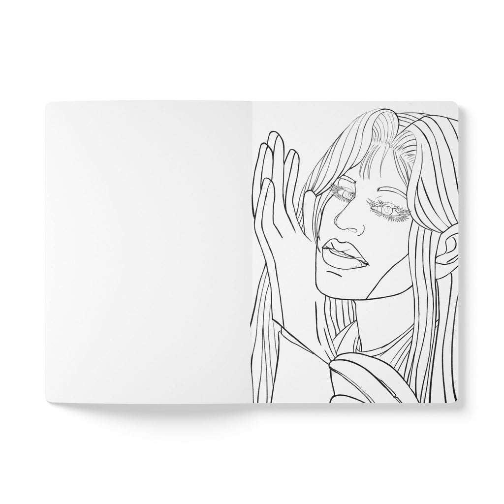 Colorable Softcover Anime inspired Journal (With Colorable Prints included) | Manga Art | Anime | Cute | Coloring Book Pages | Notebook