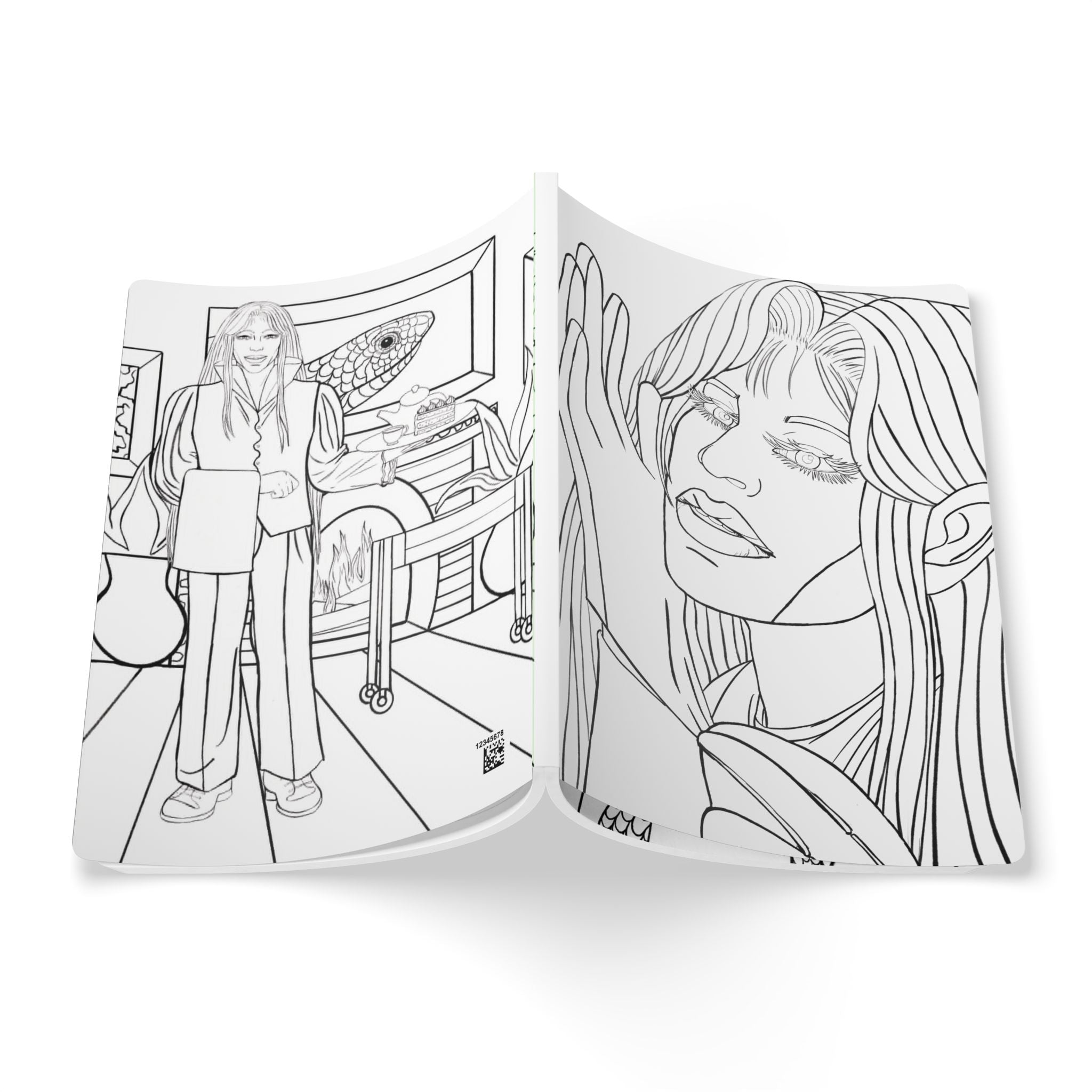 Colorable  Anime Inspired  Softcover Journal (With  Colorable Prints Included) | Butler | King & Throne | Snake | Bishonen Style |
