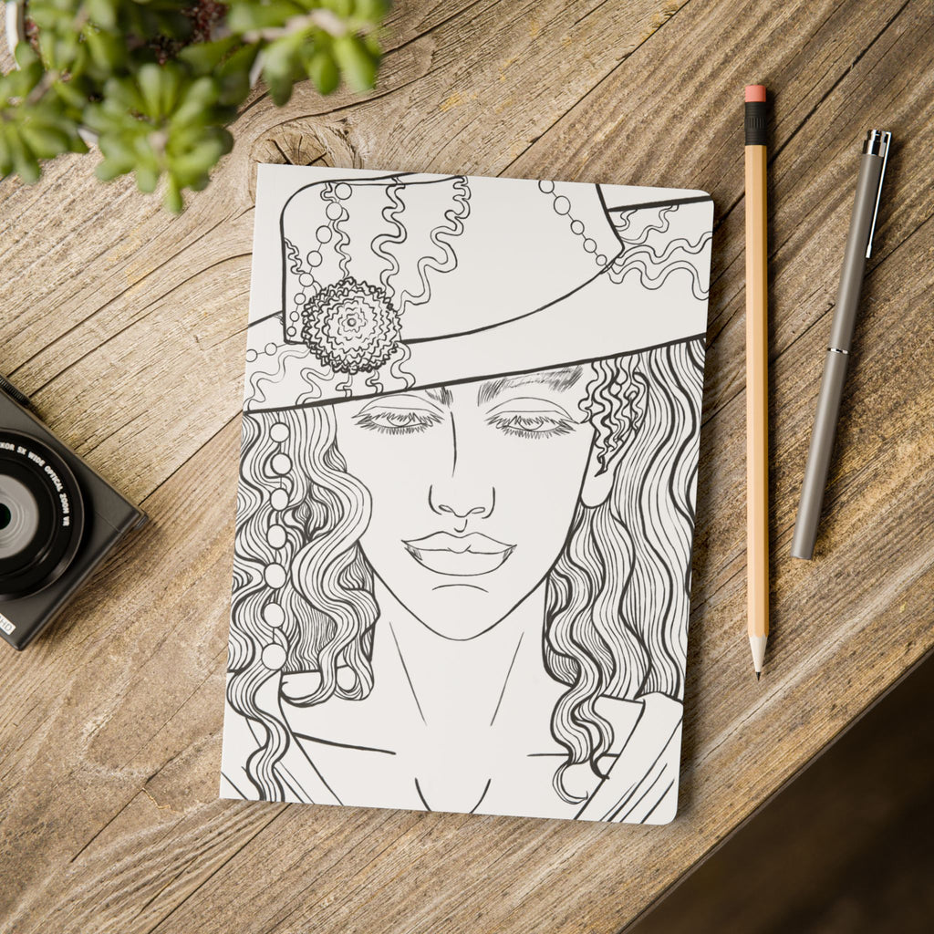 Colorable Softcover Anime inspired Journal (With Colorable Prints included) | Manga Art | Anime | Cute | Coloring Book Pages | Notebook