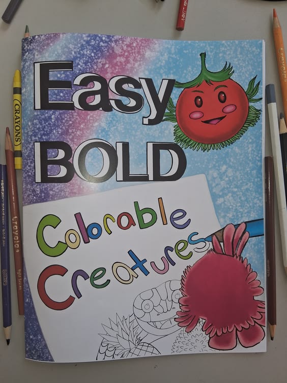 Easy Bold Colorable Creatures : Coloring book for Adults and Teens I Cozy I Animals I Insects I Creatures