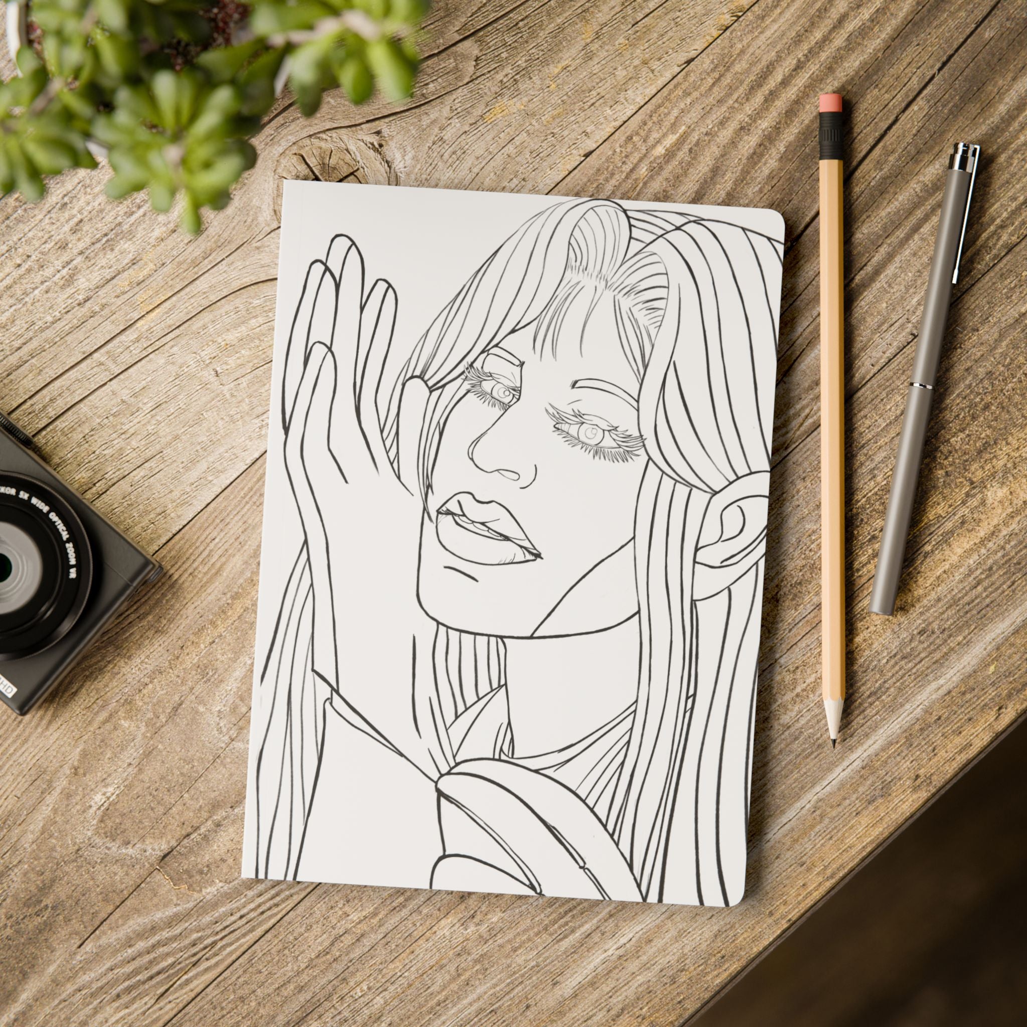 Colorable  Anime Inspired  Softcover Journal (With  Colorable Prints Included) | Butler | King & Throne | Snake | Bishonen Style |