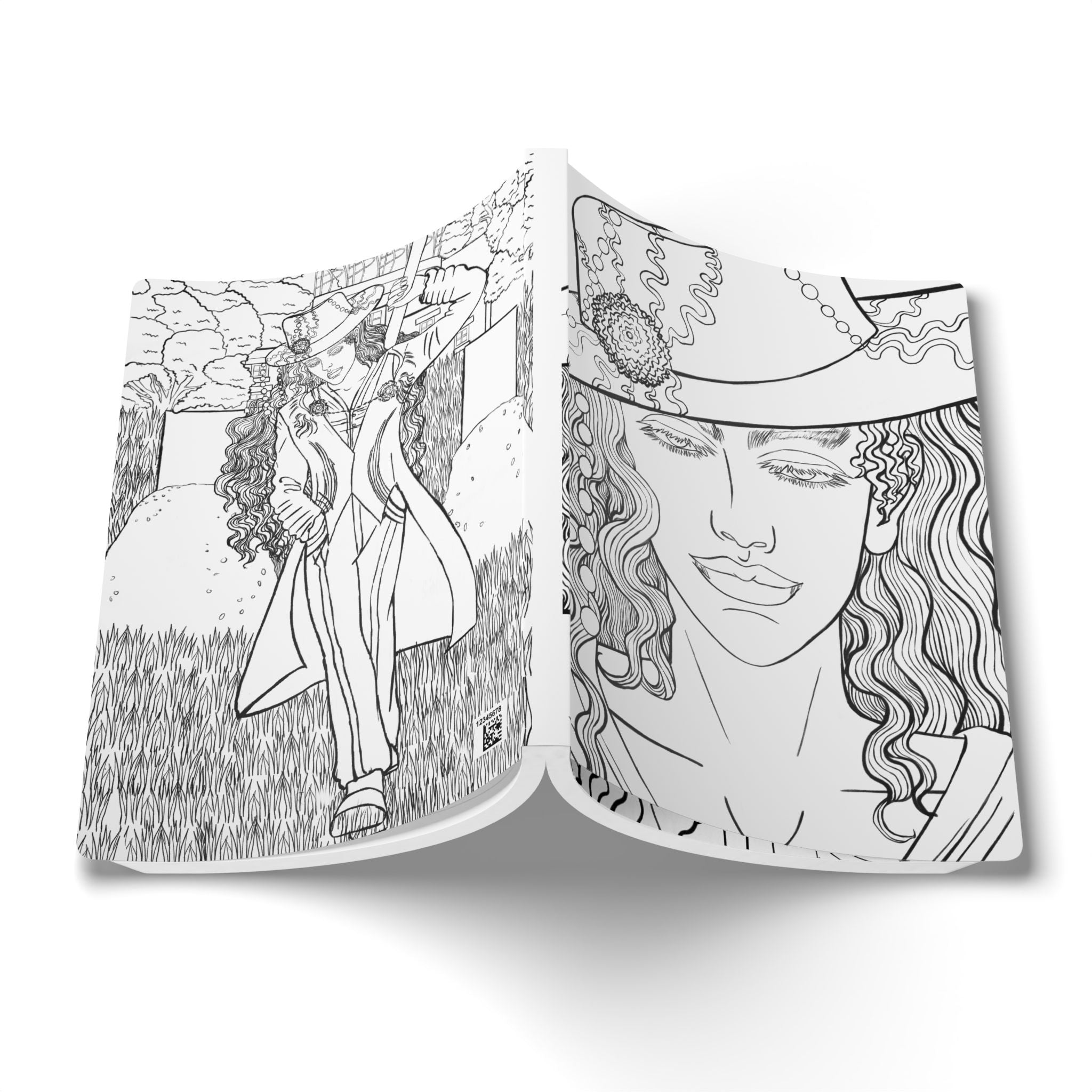 Colorable Softcover Anime inspired Journal (With Colorable Prints included) | Manga Art | Anime | Cute | Coloring Book Pages | Notebook