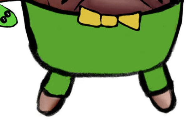 Its  a picture of bubbas body suit. Its green with a yellow tie on it. And he has his octopus toy with him. Which is also green. Your on the secret page for April fools day. lol